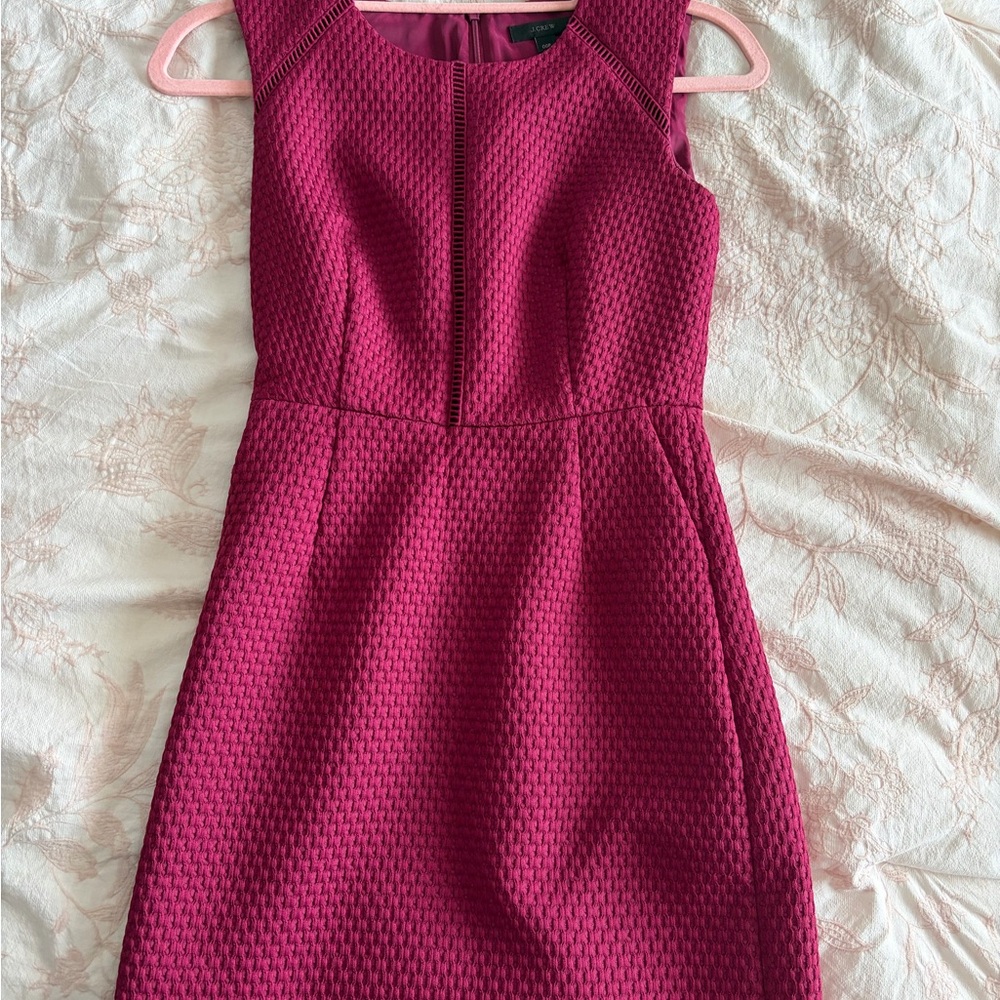 J. Crew Fuscia Textured Sleeveless Midi Dress